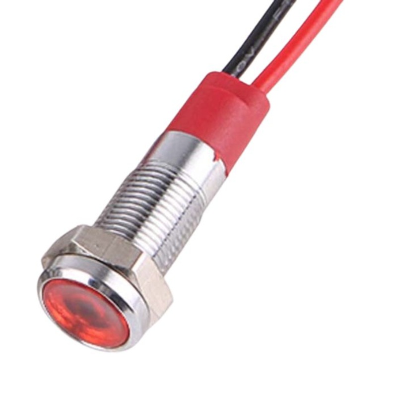 BMA-121 – INDICATOR LED 6V 6MM RED CHMT WIRES METAL IP67 PILOT LIGHT