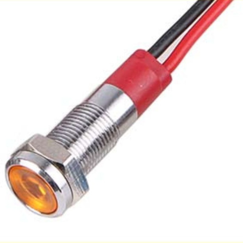 BMA-127 – INDICATOR LED 6V 6MM YEL CHMT WIRES METAL IP67 PILOT LIGHT