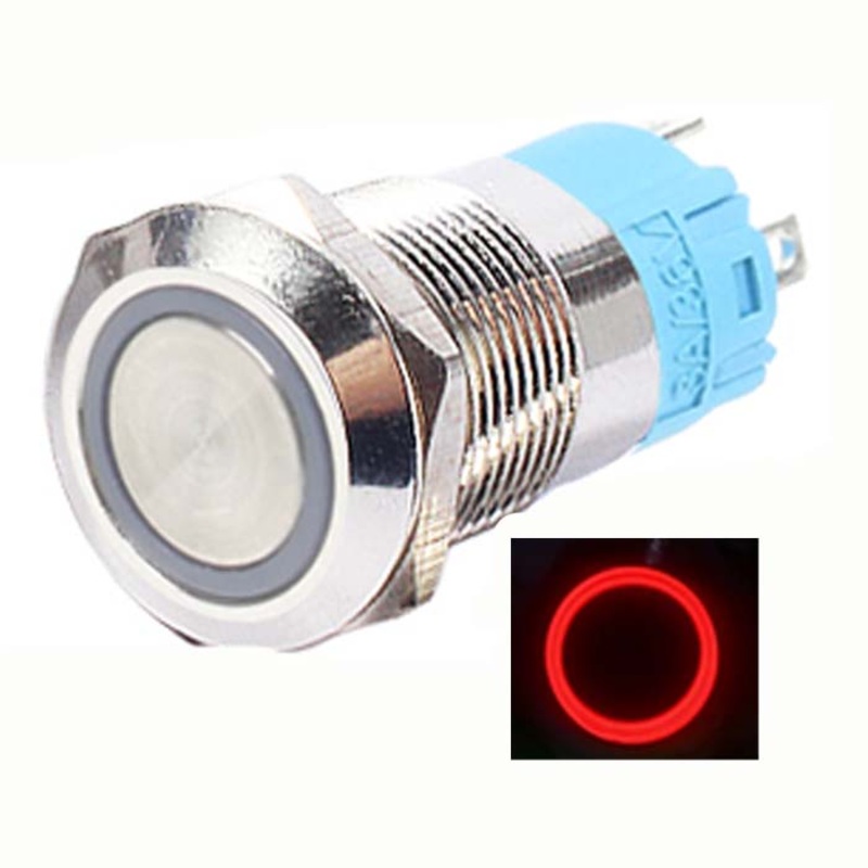 SCDT-7351 – PUSH SWITCH LIT MOM RED 1P2T 16MM RND NO/NC 12-24V RING LED