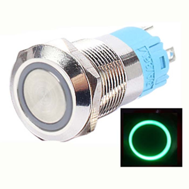SCDT-7354 – PUSH SWITCH LIT MOM GRN 1P2T 16MM RND NO/NC 12-24V RING LED