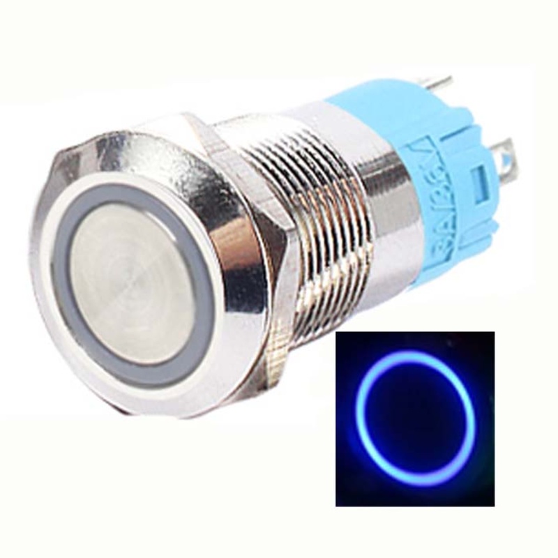 SCDT-7355 – PUSH SWITCH LIT MOM BLU 1P2T 16MM RND NO/NC 12-24V RING LED