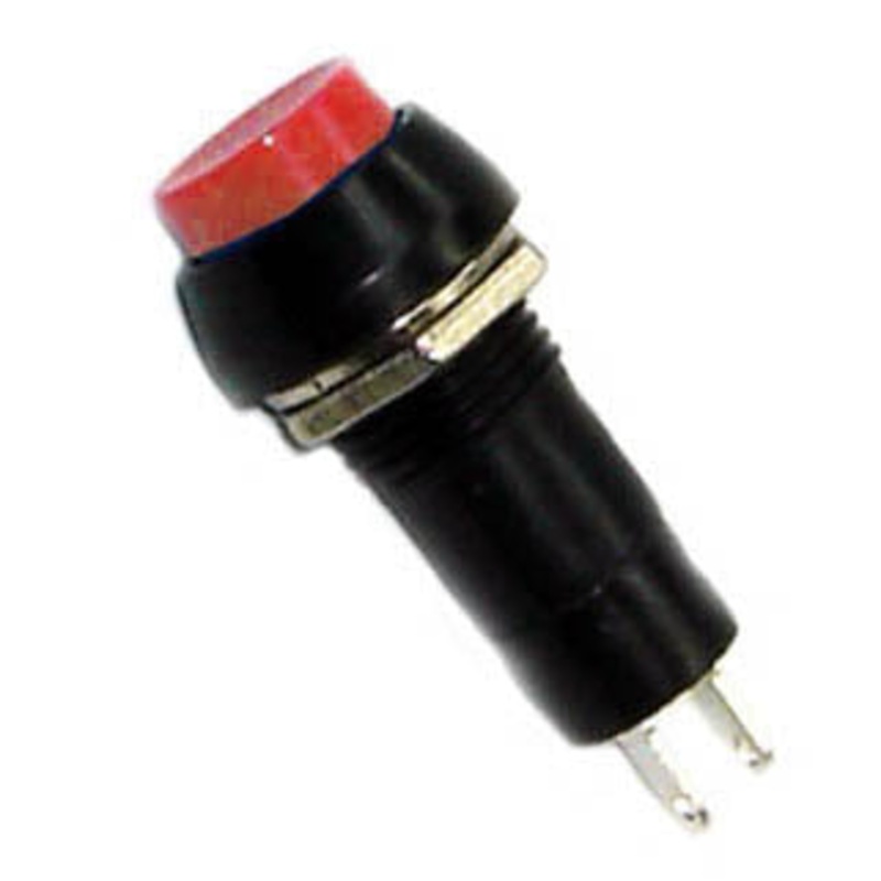 SW1020R – PUSH SWITCH MOM 1P1T NO THR SOL 12MM HEX BUTTON RED CAP 3A/125VA