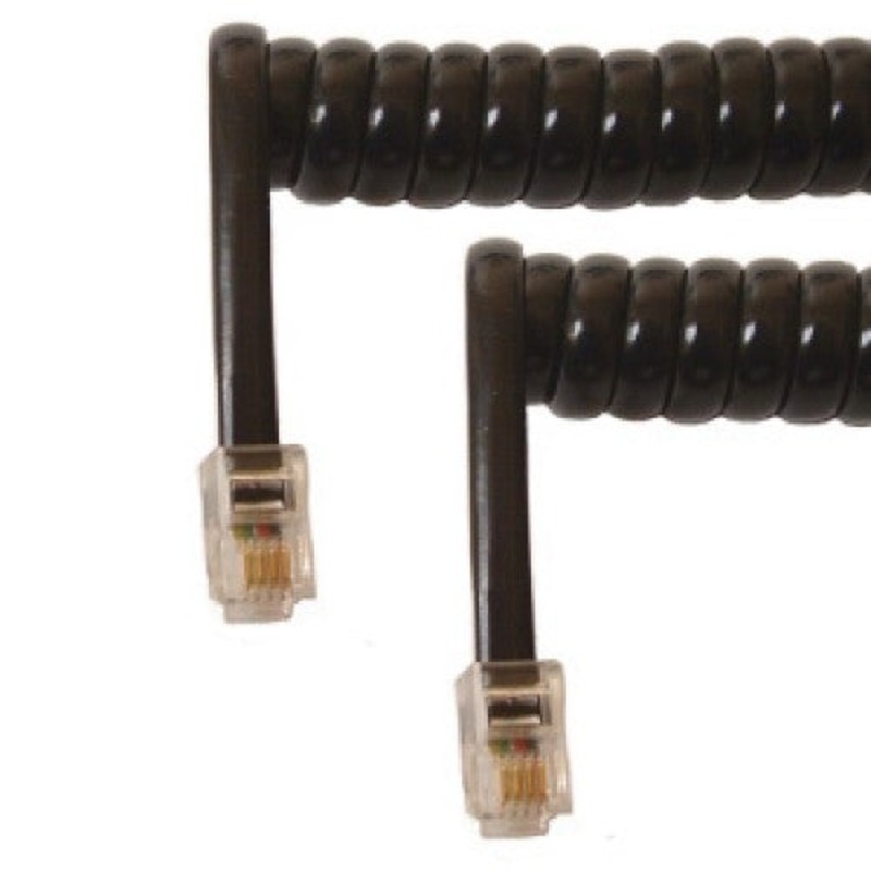 TC-6014-7BK – MODULAR CABLE 4P4C M/M 7FT CURLY BLACK