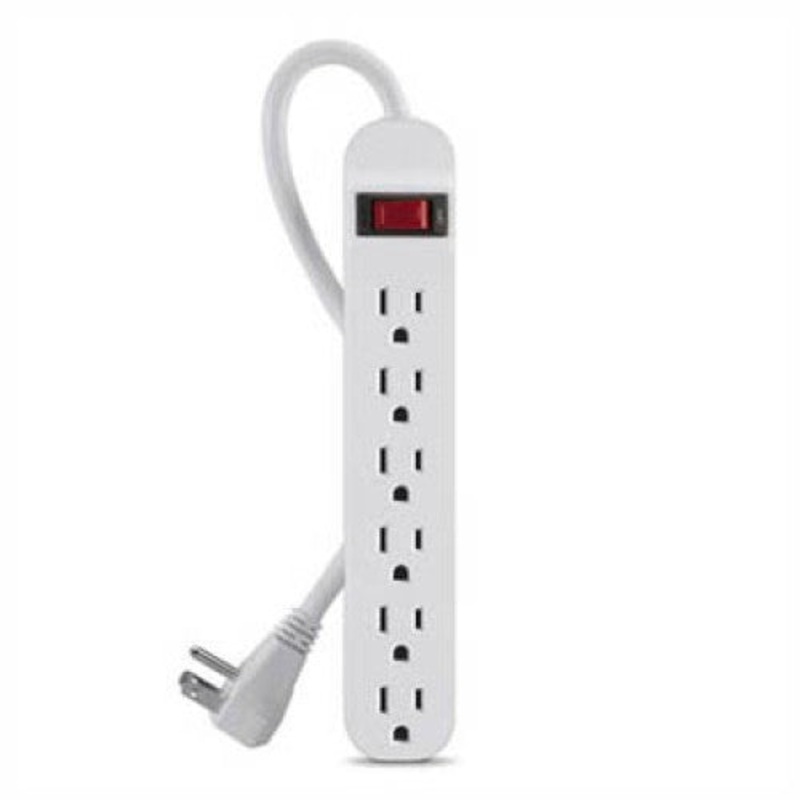 PYF-72 – POWER BAR 6 O/LET 3FT CORD RA 45DEG PLUG WHT