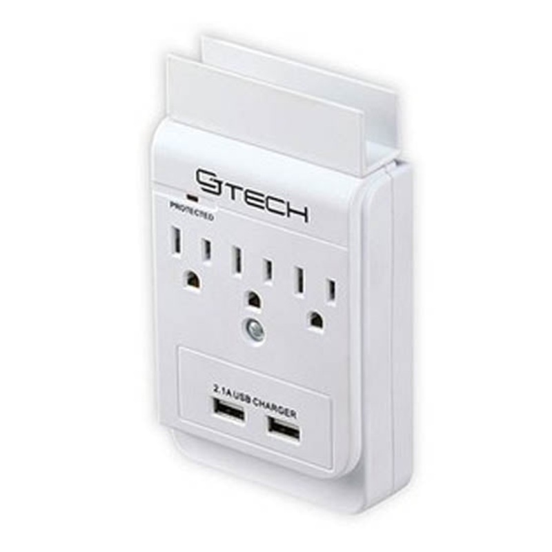 00529 – WALL TAP 3-OUTLET SURGE PROTECT w/2 2.4A USB PORT 300 JOULES