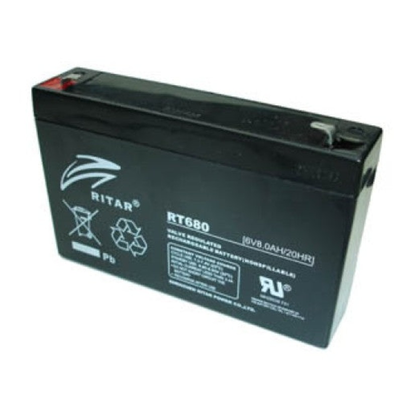 BTS-RT680 – BATTERY LEAD ACID 6V 8AH QTAB 5.90X1.37X3.70IN(LXWXH)