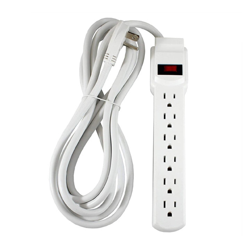 PYF-72S-12 – POWER BAR 6 O/LET 12FT CORD RA PLUG WHT