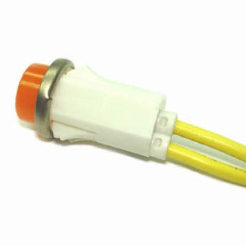 1050C3-P – INDICATOR 125V .5W 12MM AMBER SNAP WIRE NEON FLAT LENS