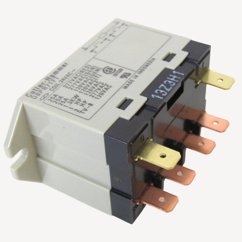 D8PR7TFT – RELAY AC 24V 2P1T 25A 6P QT CHMT NO 25A/277VAC
