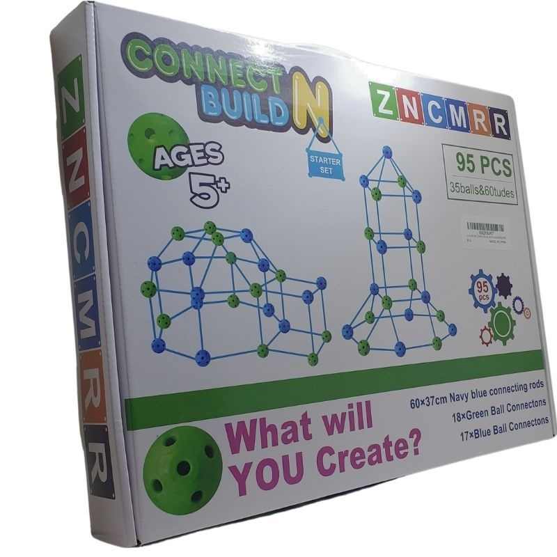 ZNCMRR – CONNECT N BUILD FORT BUILDING KIT 95PCS 35 BALLS AND 6 TUDES