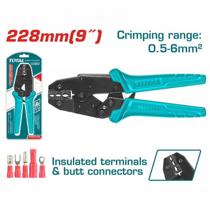 THCPJ0506 – CRIMPER RATCHET 22-10AWG FOR INSULATED TERMINALS 9INCH