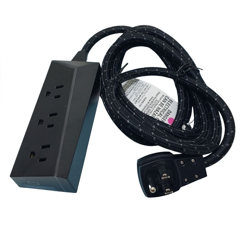 57354-2 – EXTENSION CORD 3/16 8FT 3O/LET BLK 360DEG ROTATING PL LED LIGHT