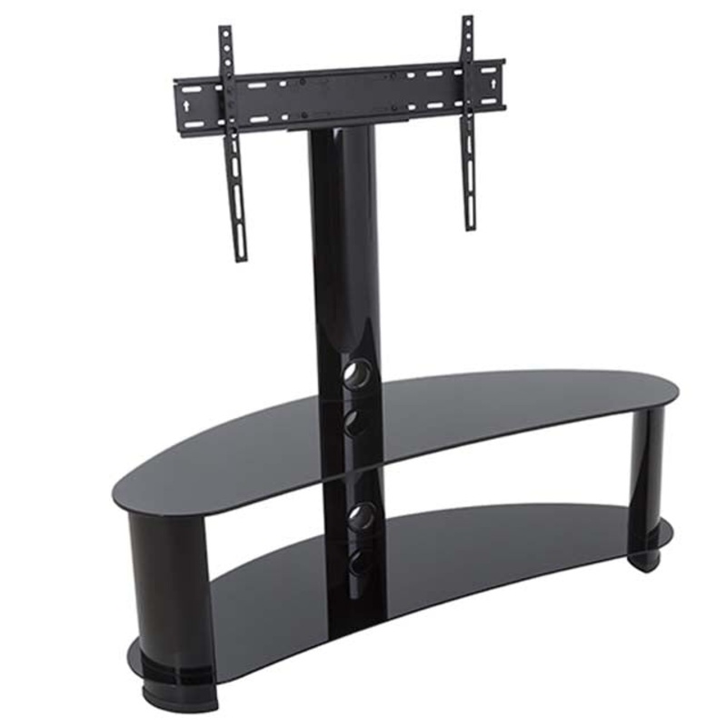 FSL1200CURBB-A – TV PEDESTAL STAND 32-65IN FIXED 110LB WITH AV SHELF AND BASE