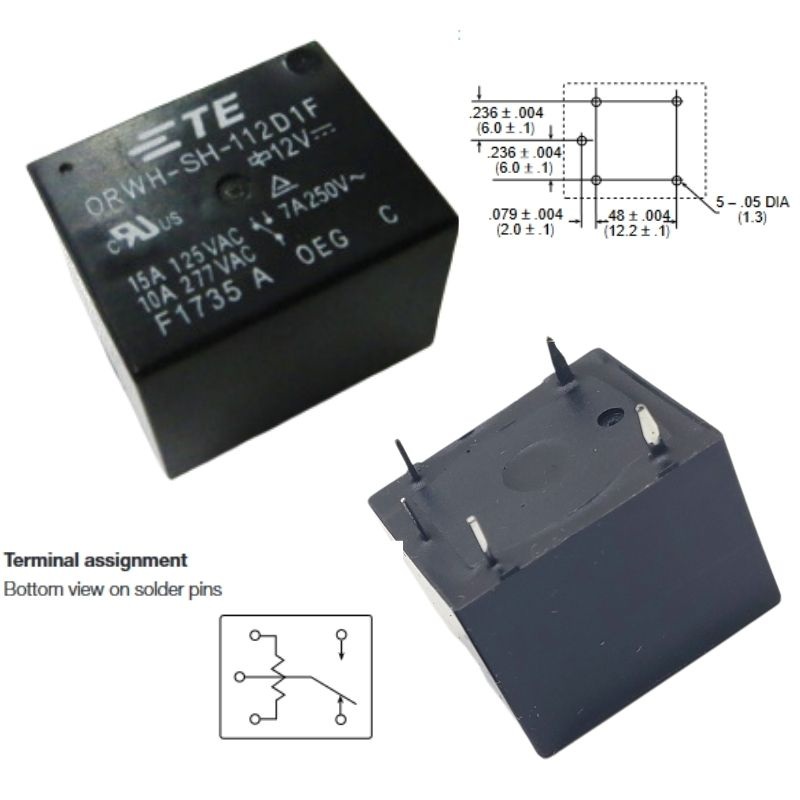 ORWH-SH-112D1F – RELAY DC 12V 1P2T 15A 5P PCMT COIL 400R