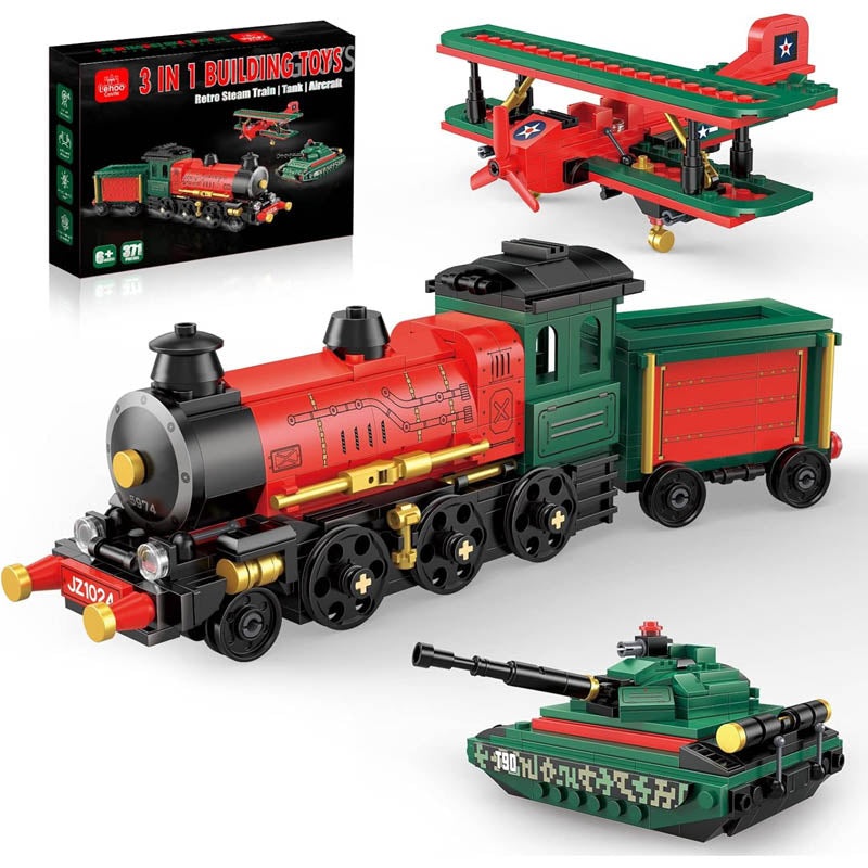 16150 – TOY BUILDING SET 3 IN 1 TRAIN TANK AIRCRAFT 371PCS/BOX