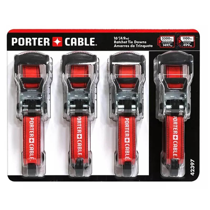 42397 – TIE DOWNS SET RACTHET 1.5IN X 16 FT 1100LBS LOAD LIMIT (4 pcs/pkg)