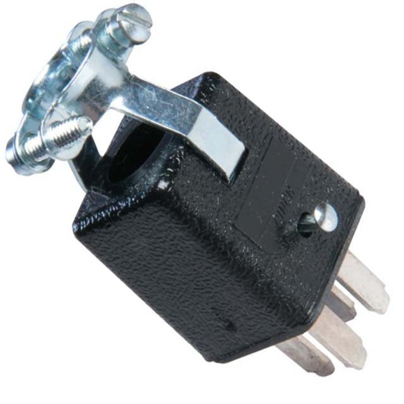 P-304-CCT-L – JONES PLUG 10A 250VAC 4P SQ BLK WITH STRAIN RELIEF