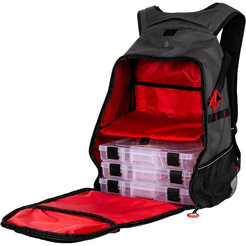 PLABE611 – FISHING TACKLE BACKPACK GREY W/3 BOXES WATER RESISTANT PLANO