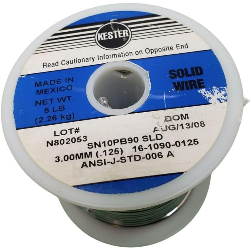 16-1090-0125 – SOLDER WIRE 10/90 SOLID 5LB 3MM 0.125IN DIA SN10PB90