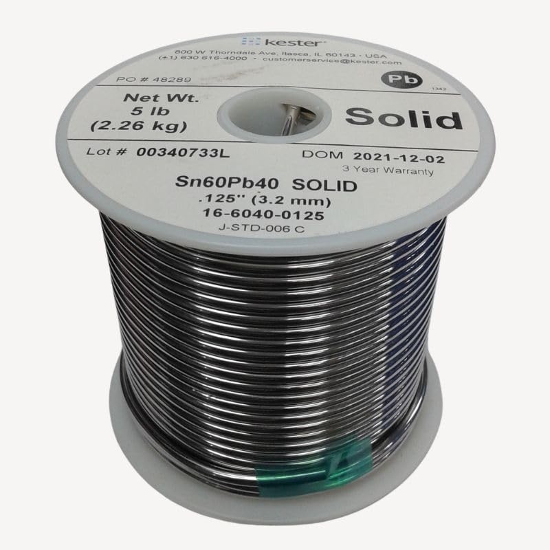 16-6040-0125 – SOLDER WIRE 60/40 SOLID 5LB 3MM 0.125IN DIAMETER SN60PB40