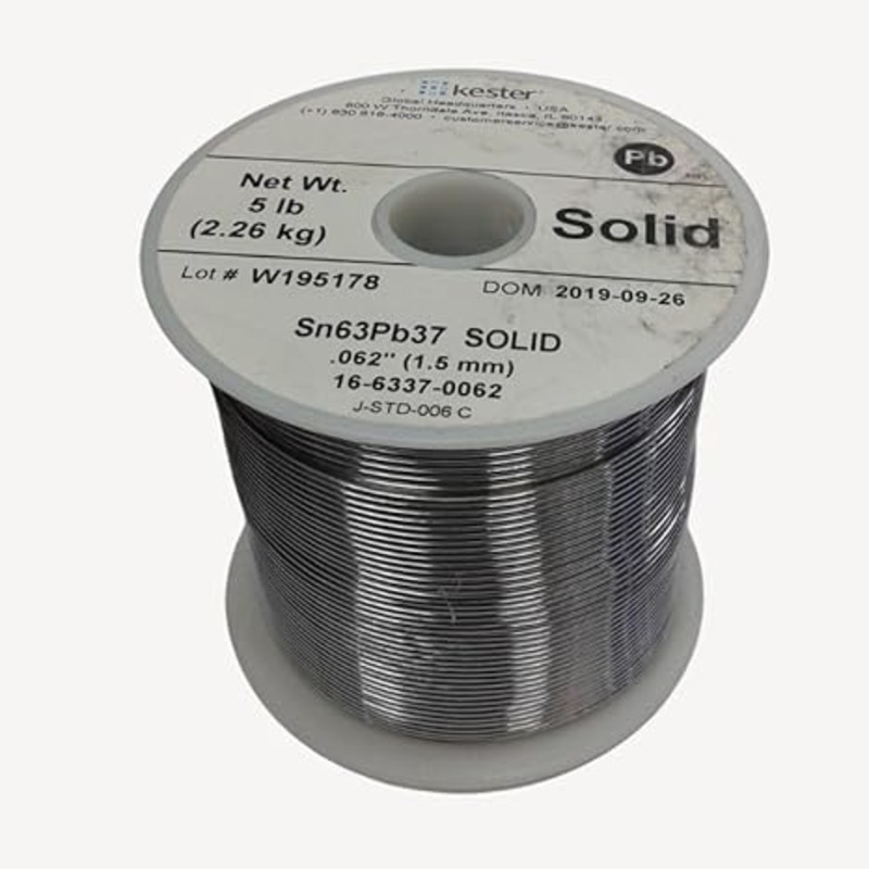 16-6337-0062 – SOLDER WIRE 63/37 SOLID 5LB 1.5 MM 0.062IN DIA SN63PB37