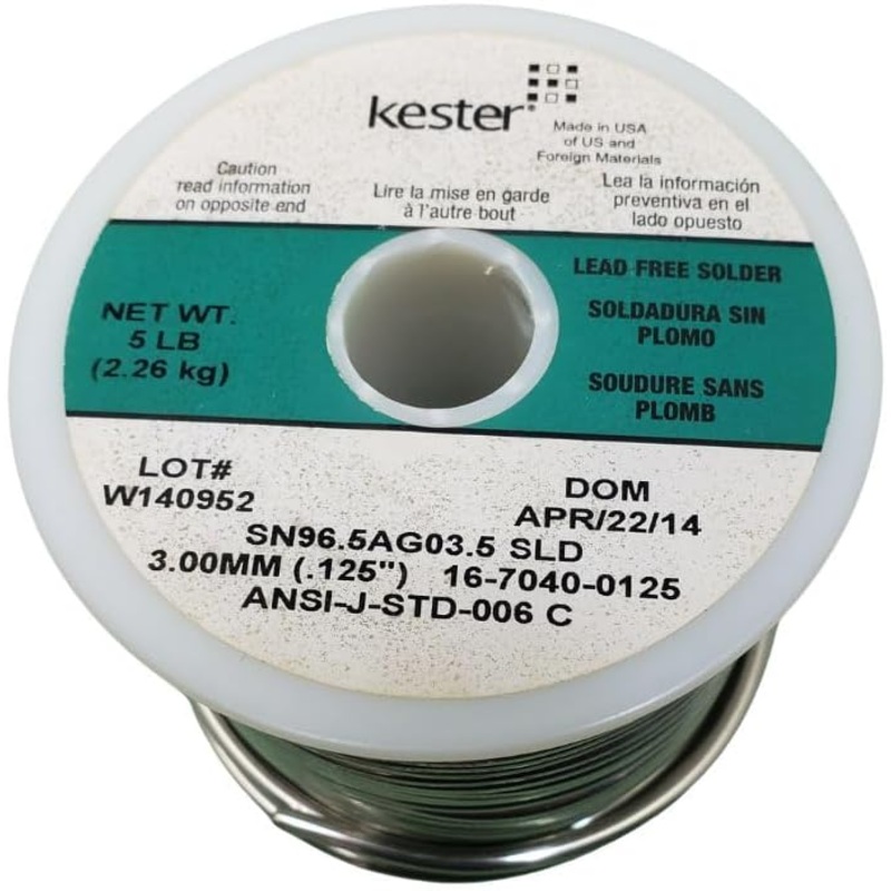 16-7040-0125 – SOLDER WIRE LEAD FREE 5LB 3MM 0.125IN DIA SN96.5AG3.5 SLD