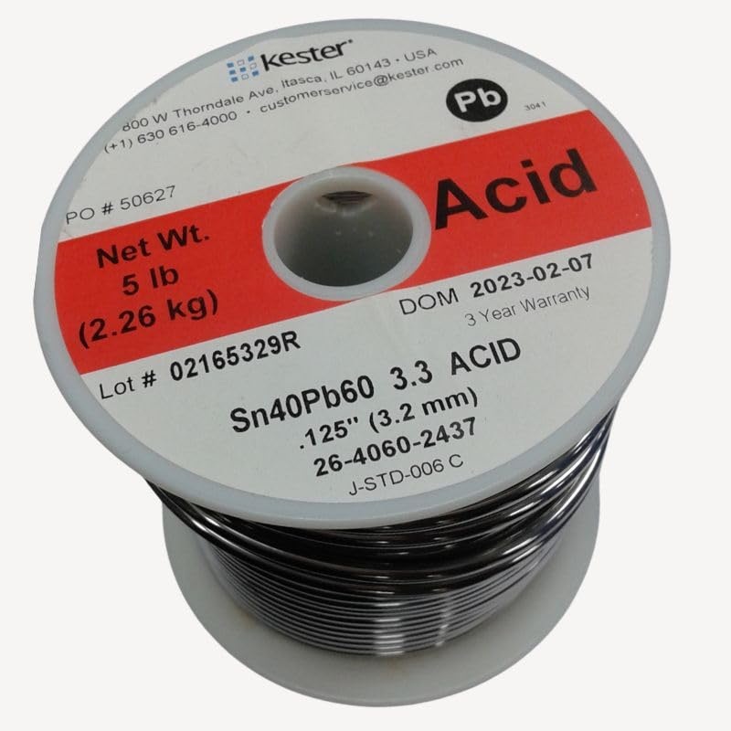 26-4060-2437 – SOLDER WIRE 40/60 ACID CORE 5LB 3.3% FLUX 3MM 0.125IN SN40PB60