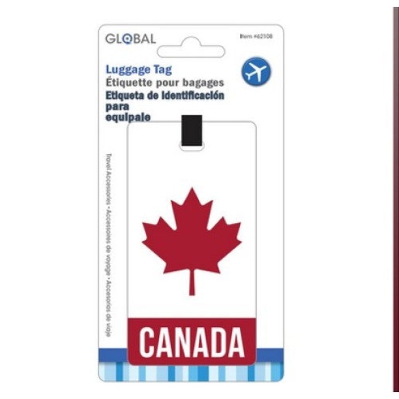 62108 – LUGGAGE TAG CANADIAN MAPLE LEAF FLAG 4.25X2.5INCH