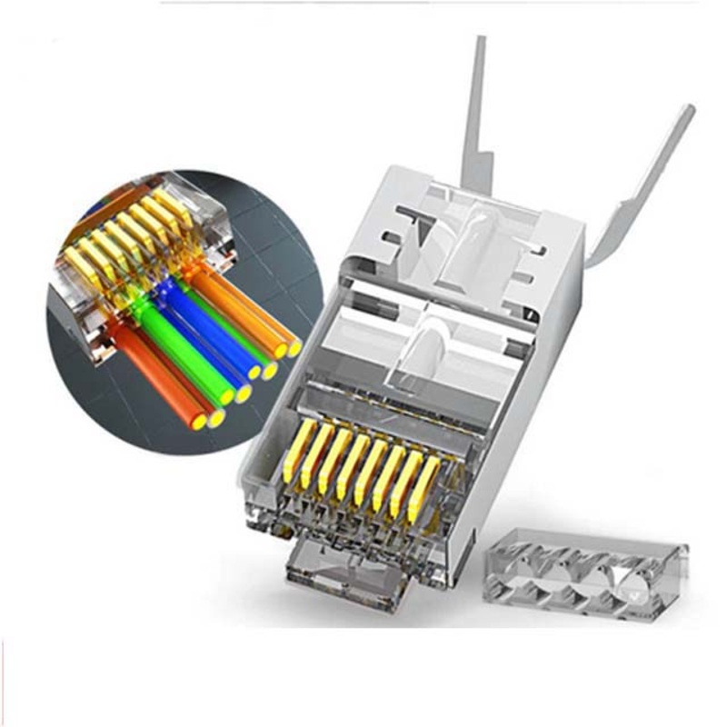 AGAB-8115A-5 – MODULAR PLUG 8P8C CAT6A/CAT7 PASSTHROUGH RJ45 SHIELDED 50UM (5 pcs/pkg)