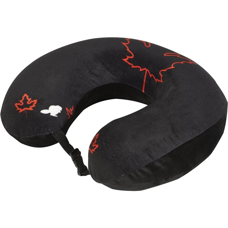 TP401-CDA – TRAVEL PILLOW MEMORY FOAM BLACK CANADA ICON