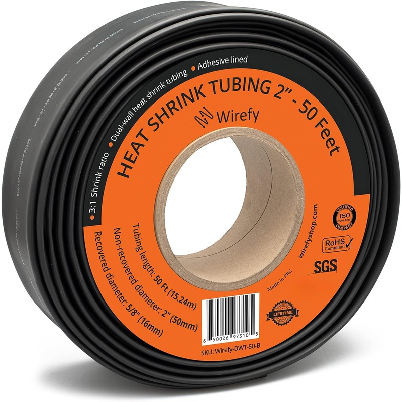 WIREFY-DWT-50-B – TUBING HST 2INX50FT DW BLK 3:1 ROLL W/ADHESIVE