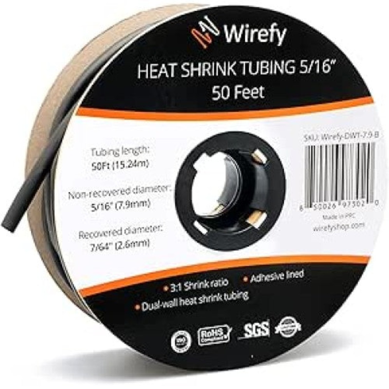 WIREFY-DWT-7.9-B – TUBING HST 5/16INX50FT DW BLK 3:1 reel w/adhesive