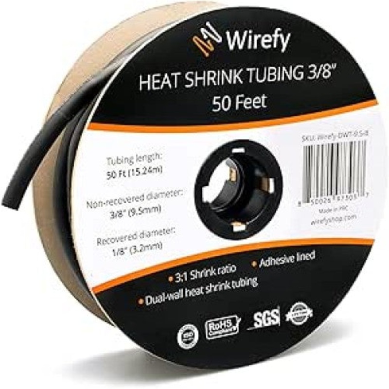 WIREFY-DWT-9.5-B – TUBING HST 3/8INX50FT DW BLK 3:1 ROLL W/ADHESIVE