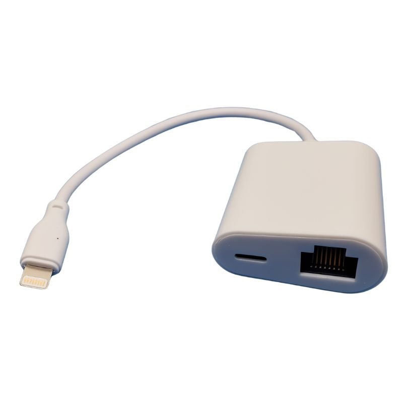 AMTD-4150 – IPHONE ETHERNET LIGHTNING MALE TO RJ45 AND CHARGER PORT ADAPTER