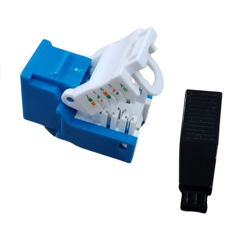 02016 – KEYSTONE JACK CAT6 BLU TOOLLESS 50U GOLD 90 DEG CUL CERTIFIED