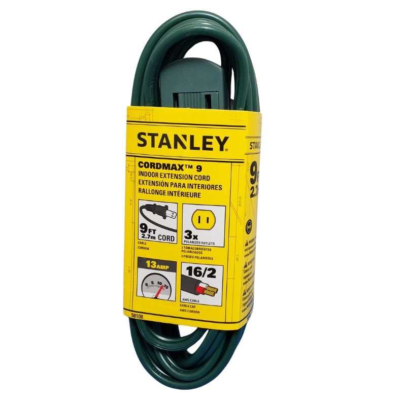 58108 – EXTENSION CORD 2/16 9FT GRN 3 OUTLET SPT-2 13A 125V