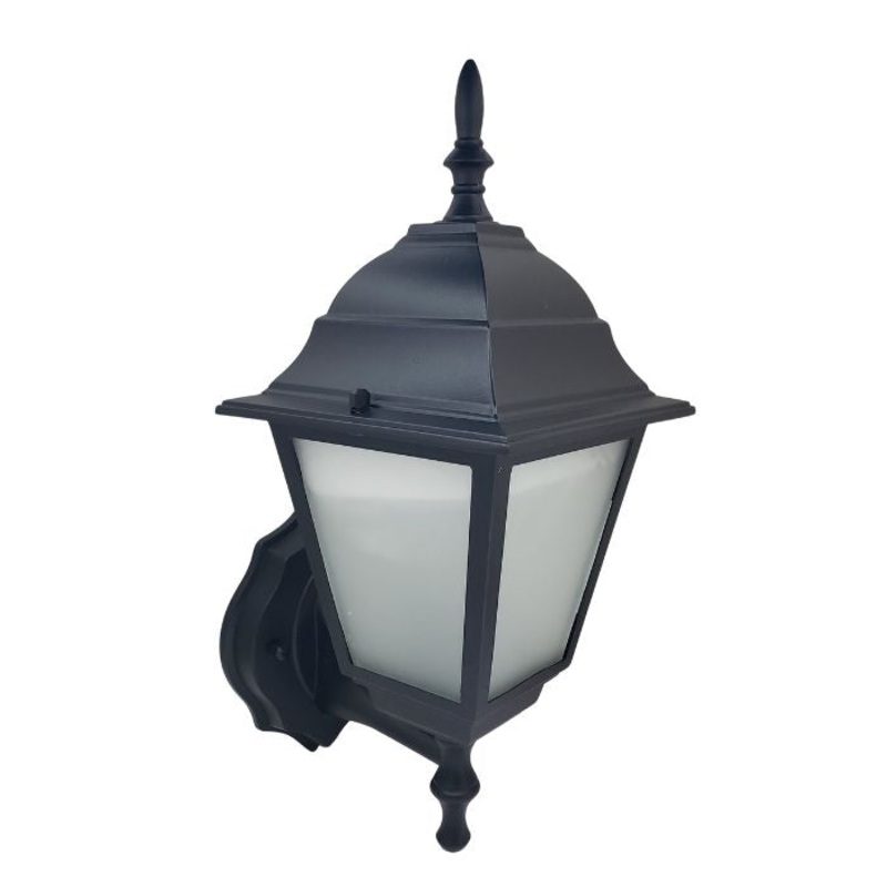 LFP801097 – OUTDOOR WALL SCONCE LANTERN BLK MAX 60W BULB FROSTED GLASS