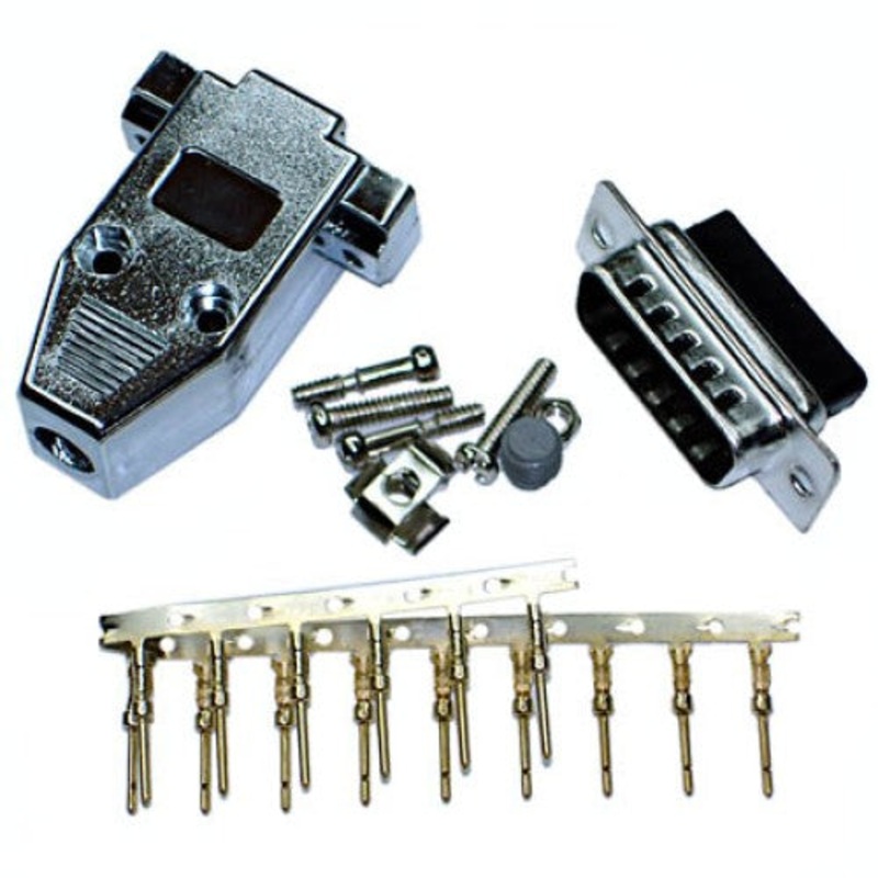 30-211K-1 – DB15M CRIMP W/METALLIZED HOOD AND PINS