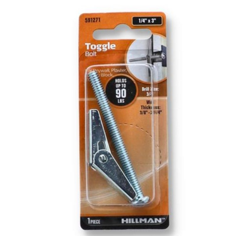 591271H – TOGGLE BOLT 1/4X2 INCH HOLDS UPTO 90lbs