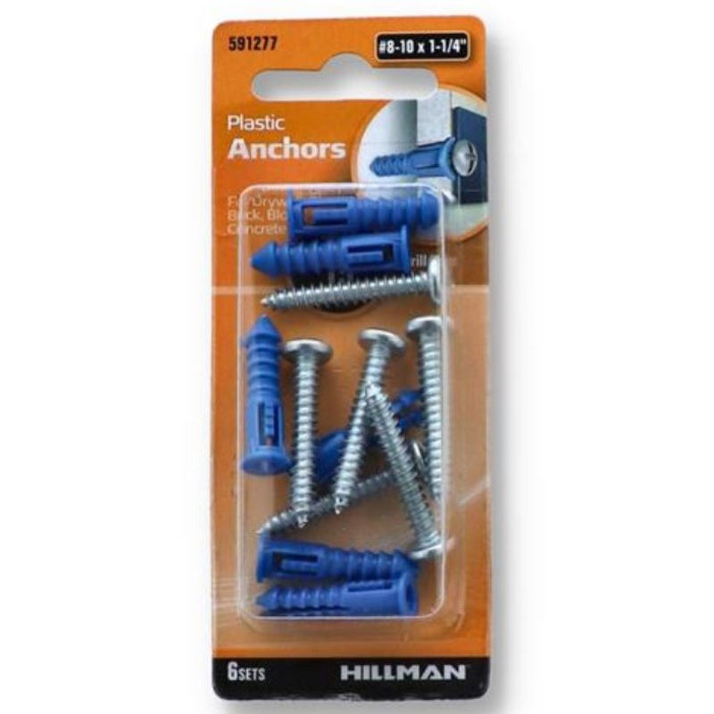 591277H – ANCHOR PLASTIC BLUE WITH SCREWS #8-10×1-1/4 inch set of 6pcs (6 pcs/pkg)