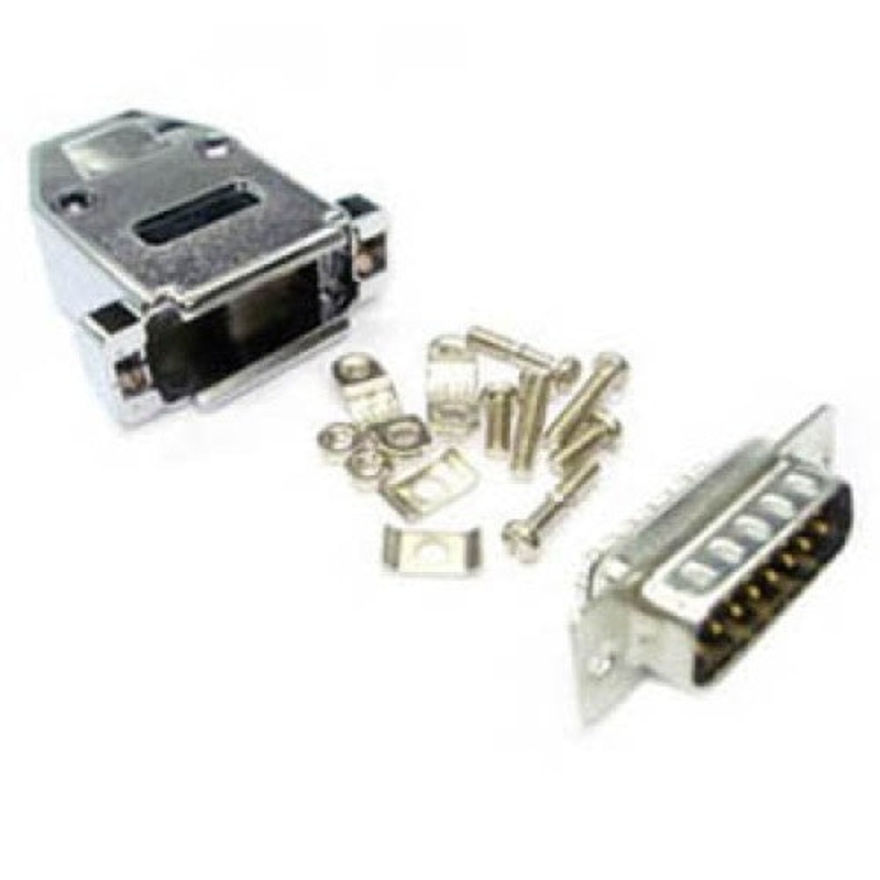 HB-15C+15MS – DB15M SOL TIN W/METALLIZED PLASTIC HOOD