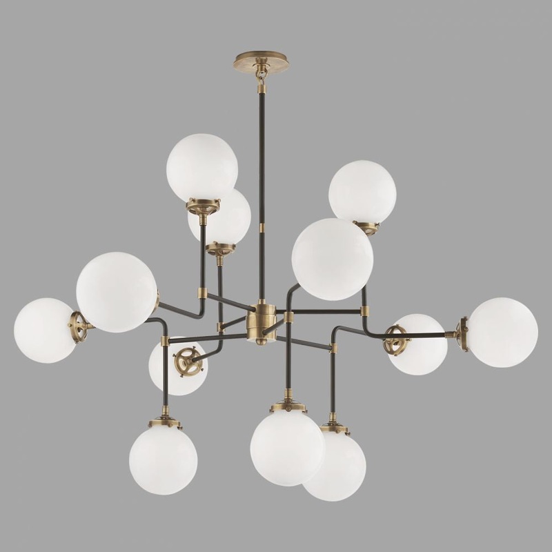 S5022HAB-WG – BISTRO MEDIUM CHANDELIER IN HAND RUBBED ANTIQUE BRASS WHT GLASS