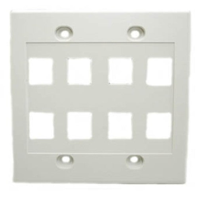 JE-334-08/WH – WALL PLATE 8PORT DUAL WHT