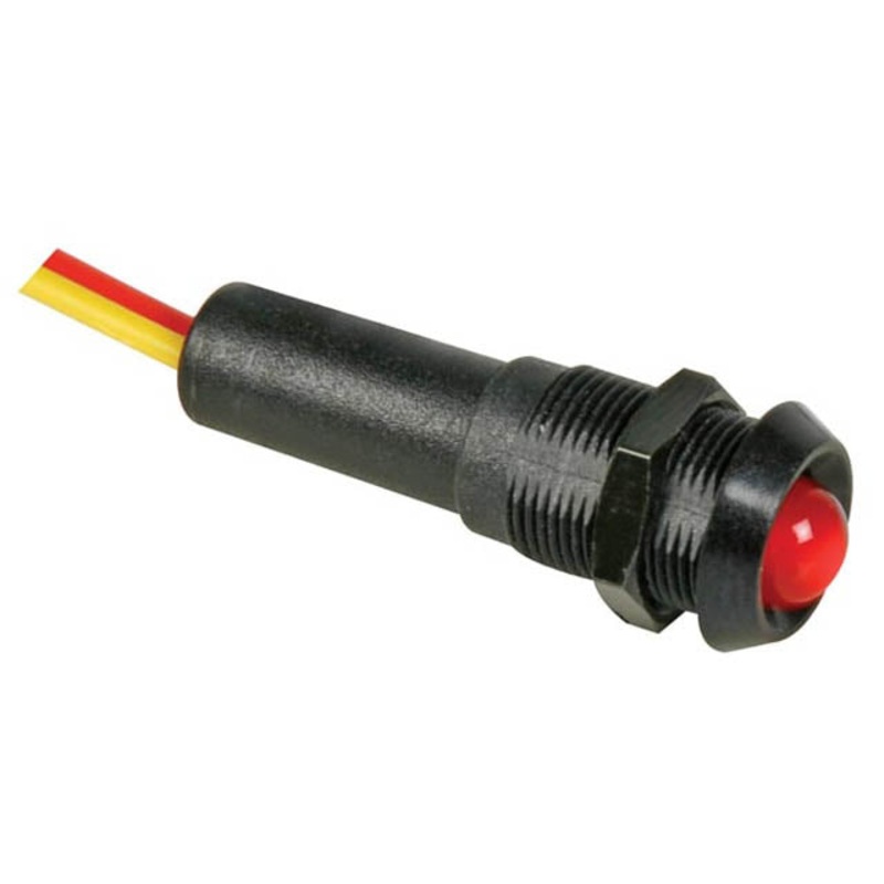 12VBFR – INDICATOR 12V LED FLASHING 9MM RED CHMT W/WIRE