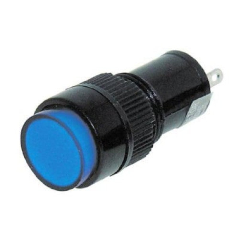 NN10CBL – INDICATOR 12V LED 9MM BLU CHMT SOL TAB ROUND LENS