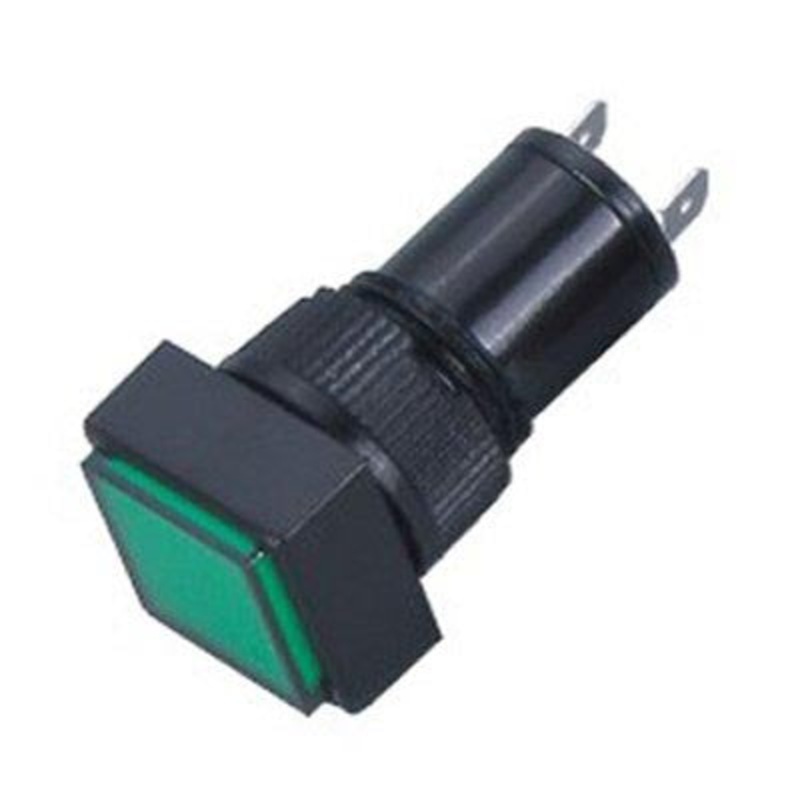NN10SGR – INDICATOR 12V LED 9MM GRN CHMT SOL TAB SQUARE LENS