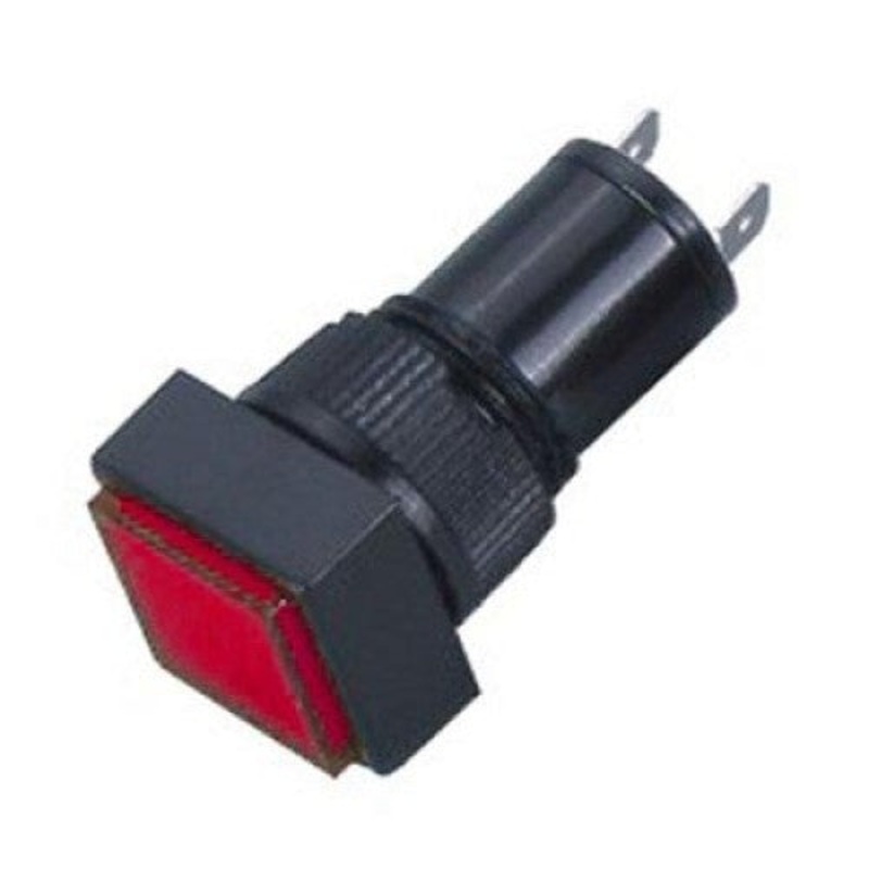 NN10SR – INDICATOR 12V LED 9MM RED CHMT SOL TAB SQUARE LENS