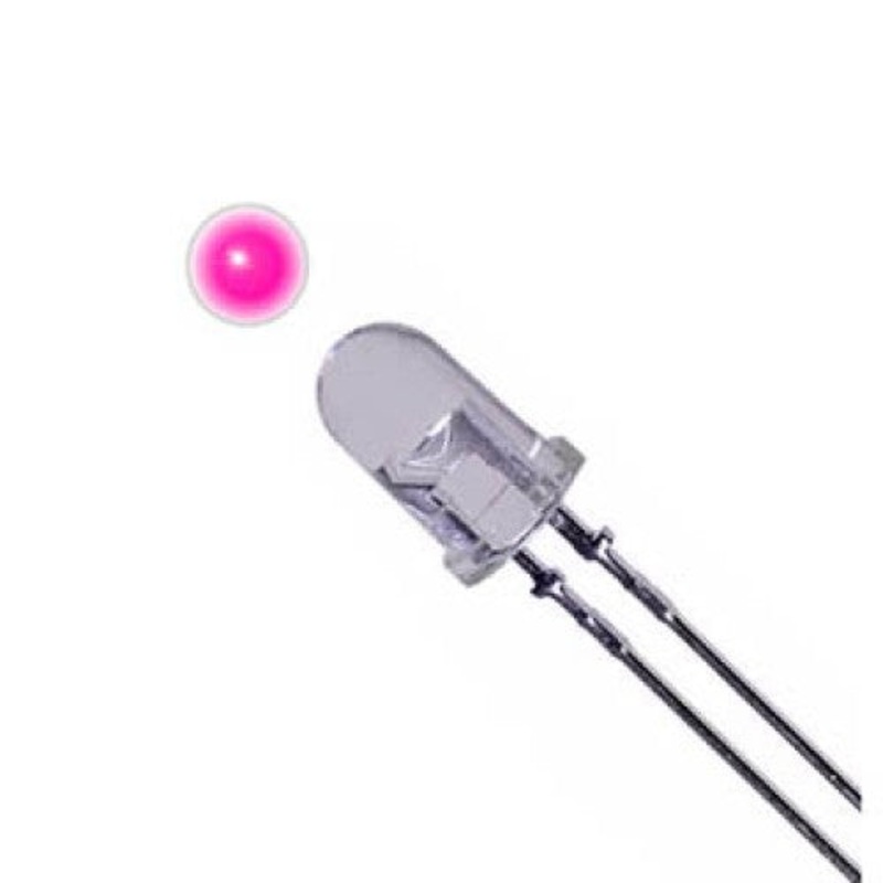 NTE30125 – LED3 WATERCLEAR PINK 1000MCD 3.3V 20MA (5 pcs/pkg)