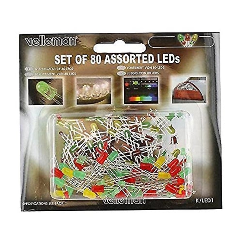 K/LED1 – LED5 LED3 ASSORTED SET 5MM:RED/GREEN/YEL 3MM:RED/GREEN (80 pcs/pkg)