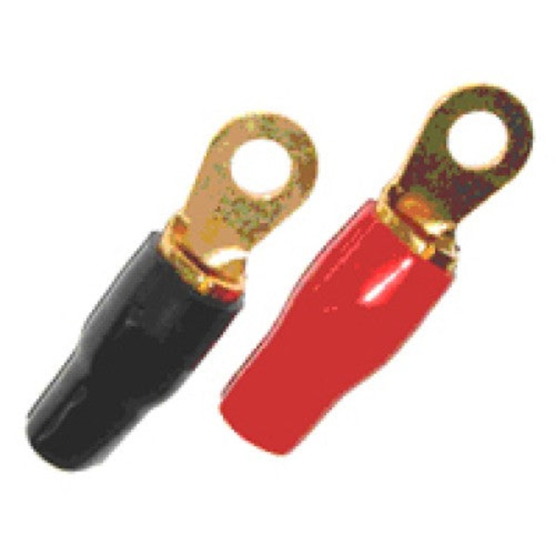 GRT00-3/8 – RING TERM RED/BLK 3/8IN 00AWG GOLD ID-10.4MM OD-20MM 2PC/PKG